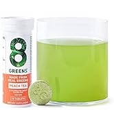 8Greens Peach Tea Effervescent Tablets - Daily Superfood- Super Greens Vitamins, Vegan, Gluten Fr...