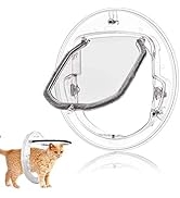 YOUTHINK Cat Flip Door, 4-Way Locking Cat Door Sliding Glass Door Cat Doors Enclosures & Steps Su...